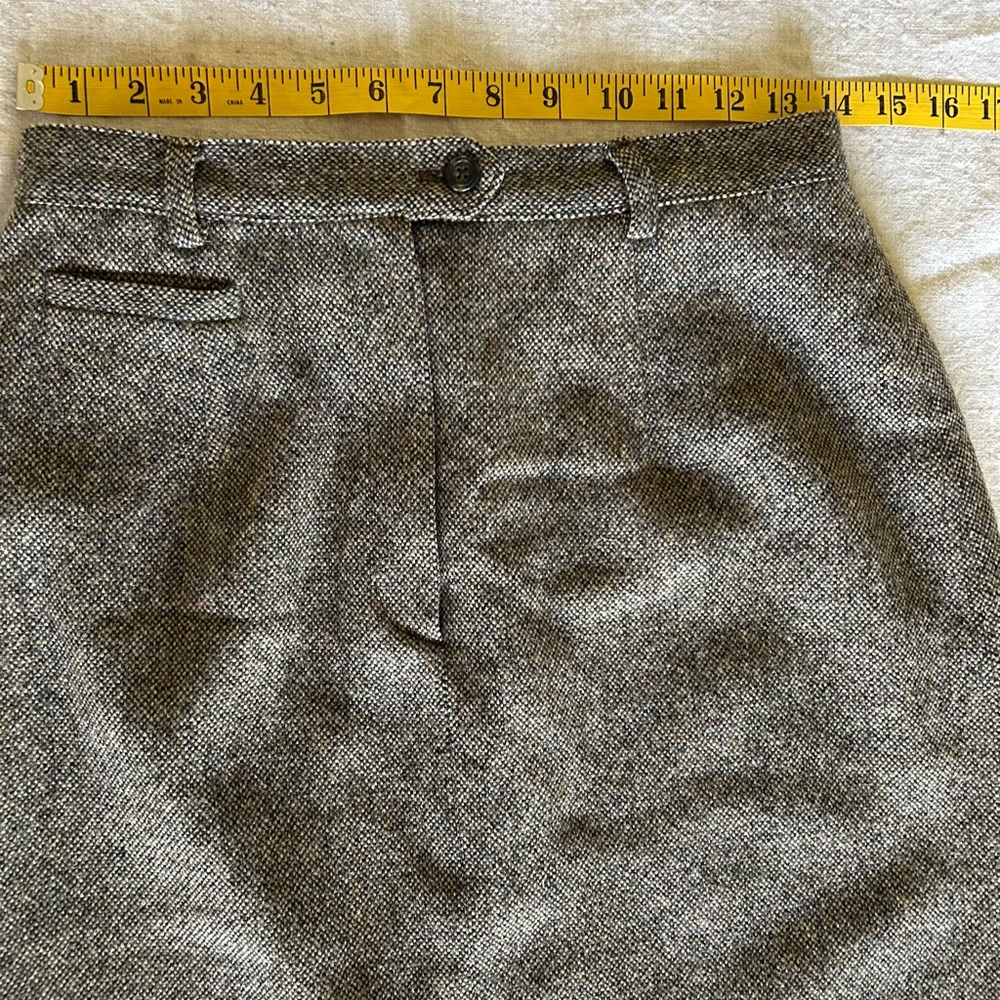 Vintage Ralph Lauren Brown Tweed 100% Lamb’s Wool Pencil Skirt - Picture 6 of 9
